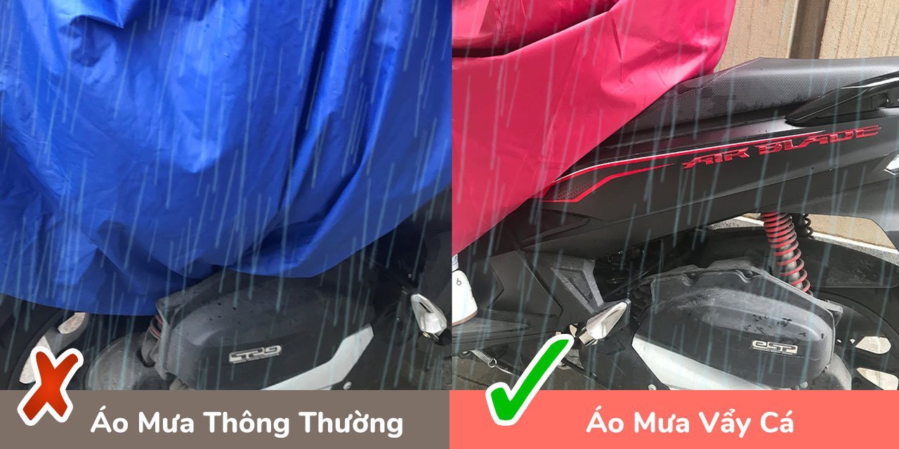 Không Còn Bị Vướng Tà Áo Sau Vào Bánh Xe Khi Mặc Áo Mưa Vẩy Cá