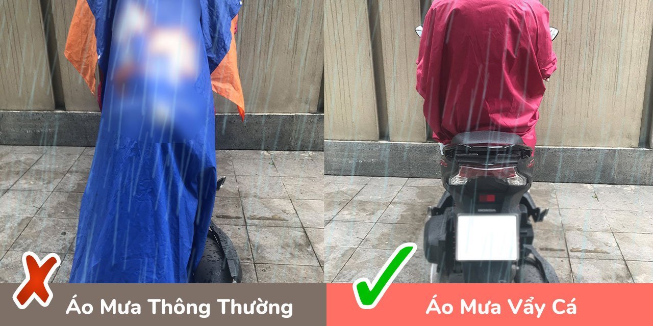 Không Còn Bị Che Biển Số Xe Khi Mặc Áo Mưa Vẩy Cá