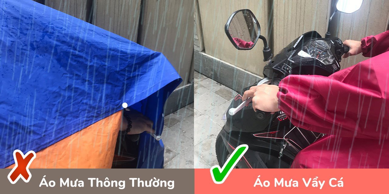 Không Bị Che Gương Chiếu Hậu Khi Mặc Áo Mưa Vẩy Cá